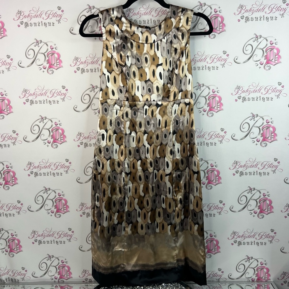 Citrine dress shiny shimmer dotted abstract Chic Sleeveless Patterned Midi Dress